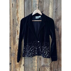Rod's Velvet Rhinestone Blazer Woman's S Black Party Western Rodeo Whimsigoth